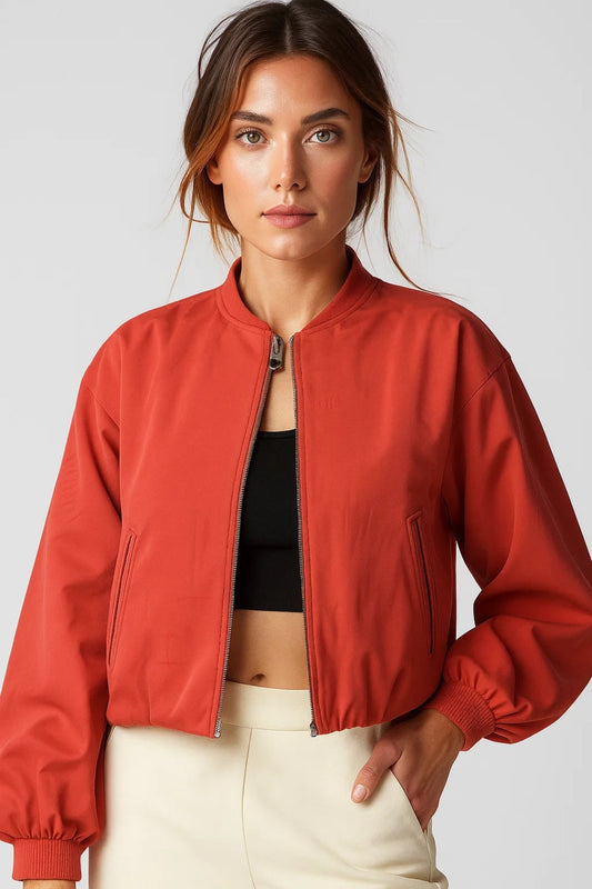 Damesjas Sportief Cropped Met Rits Voor Lente - StudioMarella
