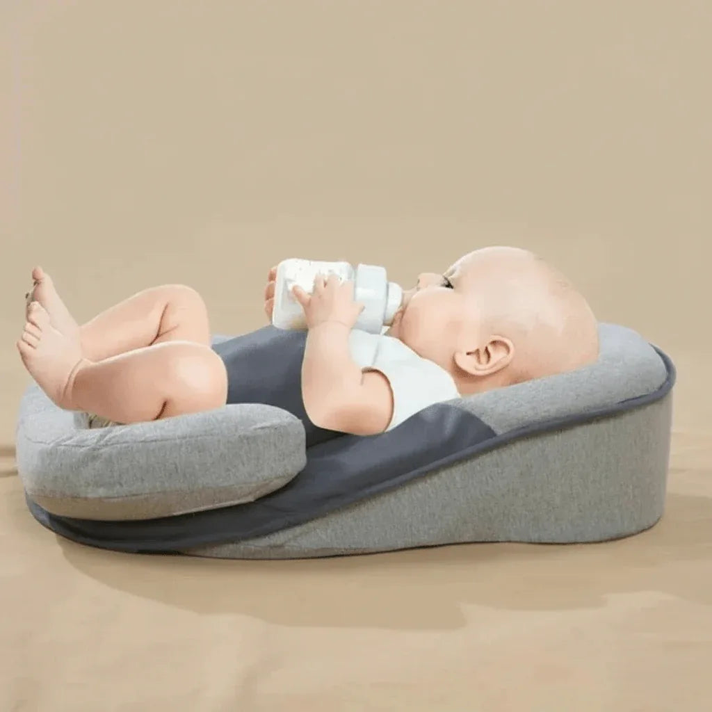 Wigkussen Baby Anti-Reflux 15° Inclinatie Ademend Katoen Afneembare Hoes 58x36cm Grijs Veilig Slapen