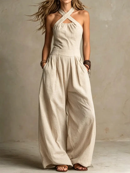 Dames Jumpsuit Elegante Pasvorm Gekruiste Halslijn - StudioMarella