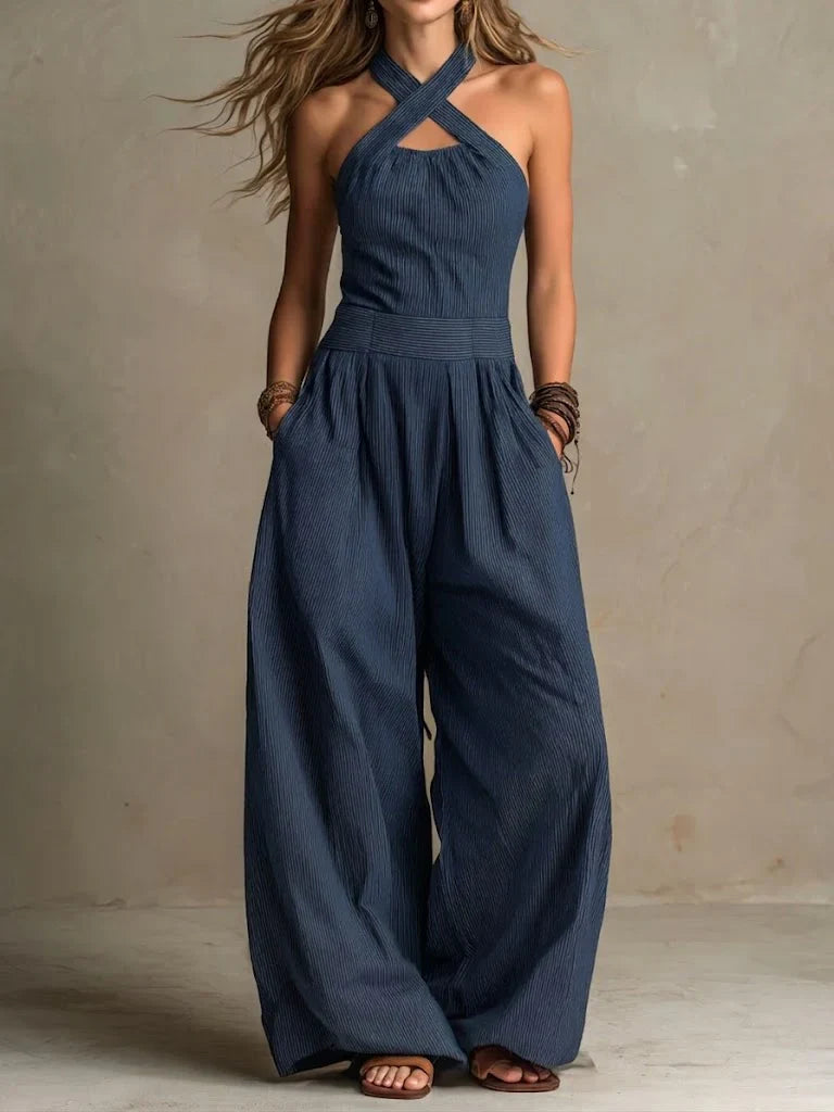 Dames Jumpsuit Elegante Pasvorm Gekruiste Halslijn