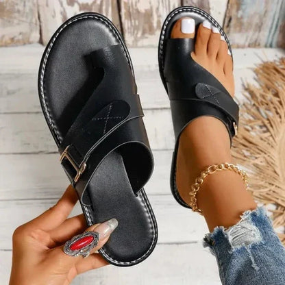 Orthopedische Leren Sandalen met Voetgewelfsteun en Hallux Valgus Correctie Dames Comfortsandalen Retro Stijl
