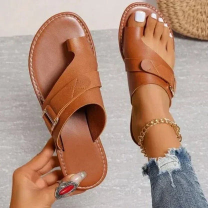 Orthopedische Leren Sandalen met Voetgewelfsteun en Hallux Valgus Correctie Dames Comfortsandalen Retro Stijl