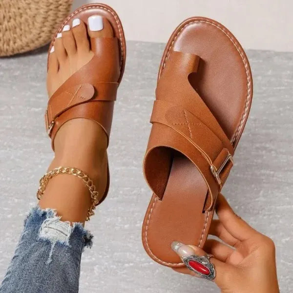 Leren Damesslippers met Verstelbare Bandjes Anatomisch Voetbed Comfortabele Zomerschoenen Slippers Dames