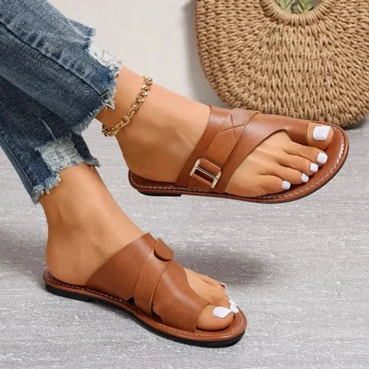 Orthopedische Leren Sandalen met Voetgewelfsteun en Hallux Valgus Correctie Dames Comfortsandalen Retro Stijl