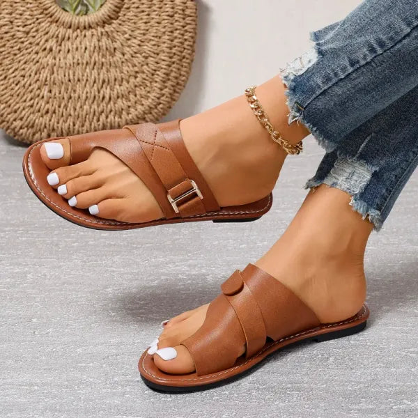 Leren Damesslippers met Verstelbare Bandjes Anatomisch Voetbed Comfortabele Zomerschoenen Slippers Dames