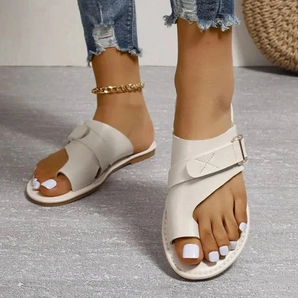 Orthopedische Leren Sandalen met Voetgewelfsteun en Hallux Valgus Correctie Dames Comfortsandalen Retro Stijl