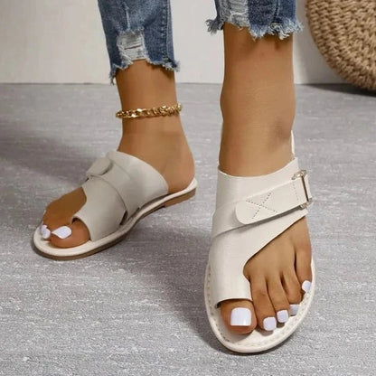 Orthopedische Leren Sandalen met Voetgewelfsteun en Hallux Valgus Correctie Dames Comfortsandalen Retro Stijl