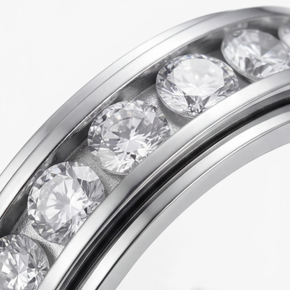 Draaibare Spinner Ring met Zirkonia Steentjes – Titanium Staal – Rustgevend Fidget Sieraad voor Vrouwen en Mannen