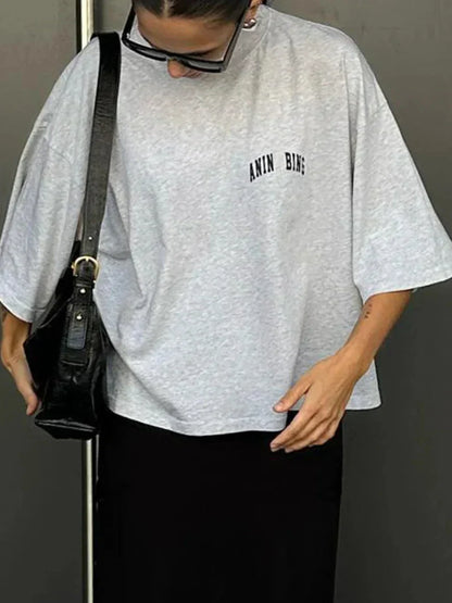 Dames Oversized T-Shirt Grijs met Logo - StudioMarella