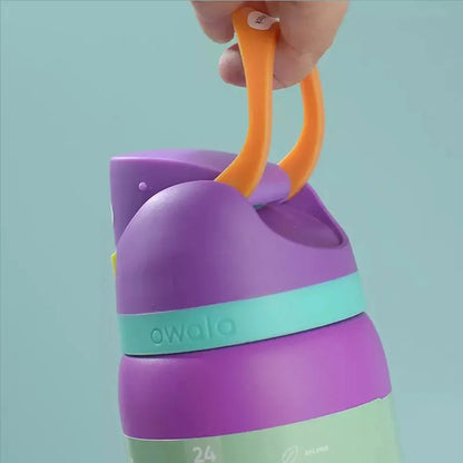 RVS Drinkfles 710ml met Geïntegreerd Rietje Handvat Dubbelwandige Isolatie 24u Koud BPA-Vrij Sport Reizen