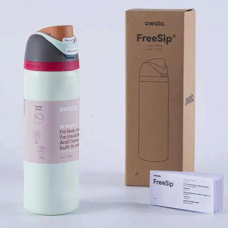 RVS Drinkfles 710ml met Geïntegreerd Rietje Handvat Dubbelwandige Isolatie 24u Koud BPA-Vrij Sport Reizen
