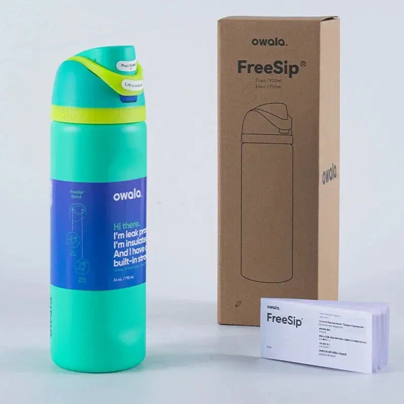 RVS Drinkfles 710ml met Geïntegreerd Rietje Handvat Dubbelwandige Isolatie 24u Koud BPA-Vrij Sport Reizen