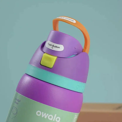 RVS Drinkfles 710ml met Geïntegreerd Rietje Handvat Dubbelwandige Isolatie 24u Koud BPA-Vrij Sport Reizen