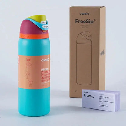 RVS Drinkfles 710ml met Geïntegreerd Rietje Handvat Dubbelwandige Isolatie 24u Koud BPA-Vrij Sport Reizen