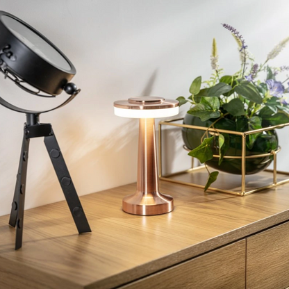 Tafellamp Draadloos Oplaadbaar Dimbaar Metaal LED 3 Lichtkleuren USB-C Goud Zilver Zwart Retro Restaurant Bar Nachtkastje Sfeerlamp Draagbaar