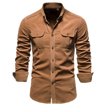 Heren Blouse Lange Mouwen Borstzakken Casual Stijl