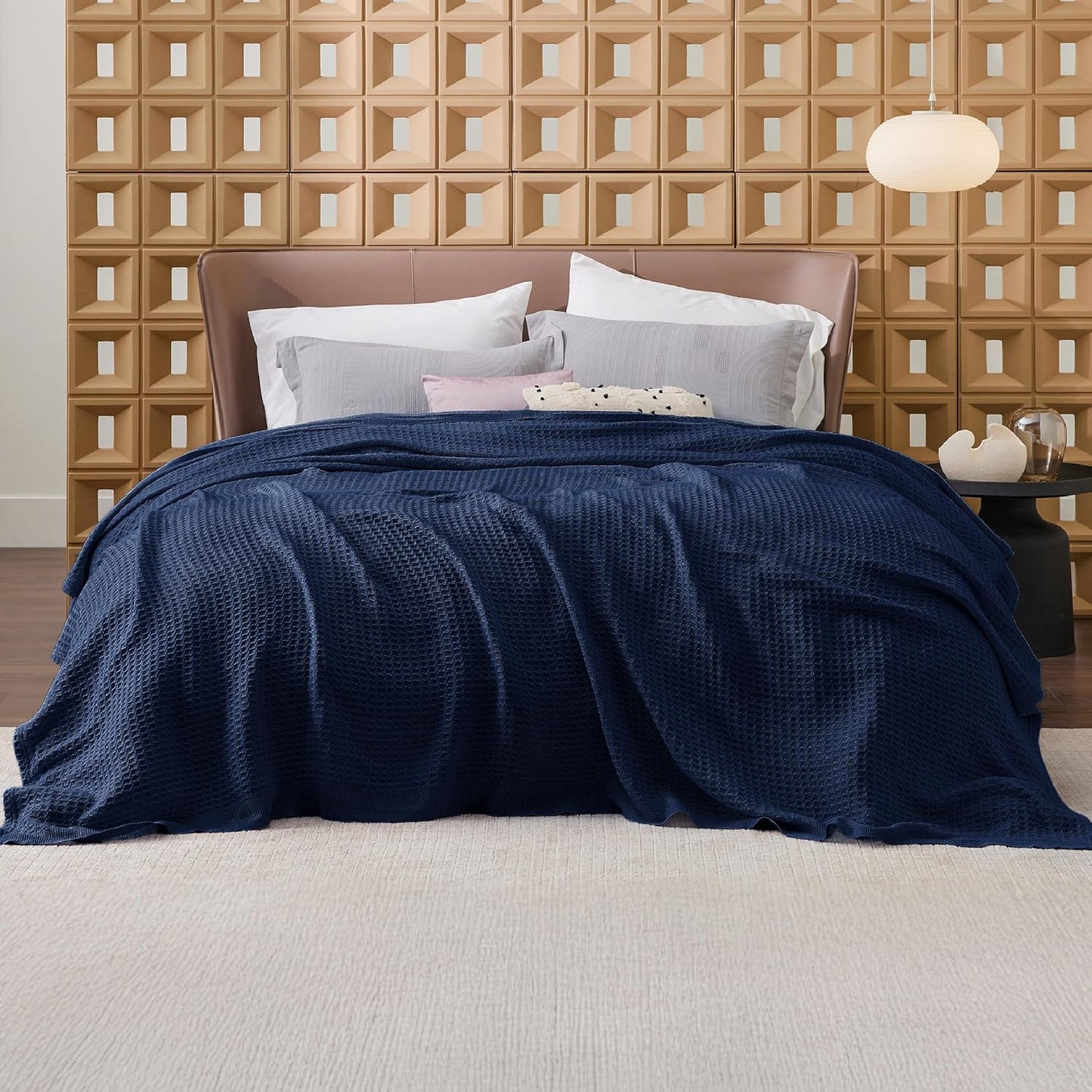 Lichtgewicht Katoenen Wafelplaid Tweepersoonsbed Zacht Ademend Deken Scandinavisch Design 90x90 cm Woonkamer