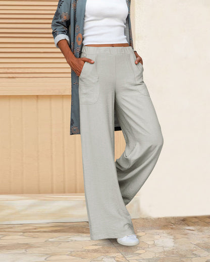 Pantalon Effen hoge taille in de kleur Grijs voor dames in Formal stijl ideaal voor de herfst.