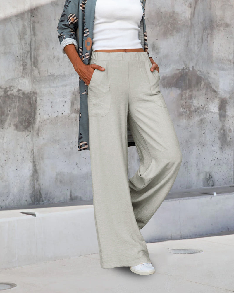 Pantalon Effen hoge taille in de kleur Grijs voor dames in Formal stijl ideaal voor de herfst.