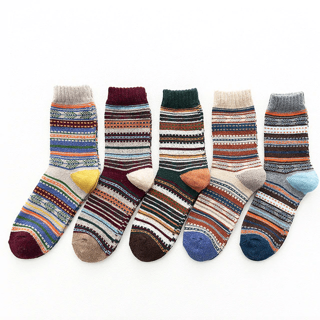 Scandinavische Wintersokken met Wolmix – Warme Unisex Sokken in 6 Patronen
