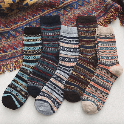 Scandinavische Wintersokken met Wolmix – Warme Unisex Sokken in 6 Patronen