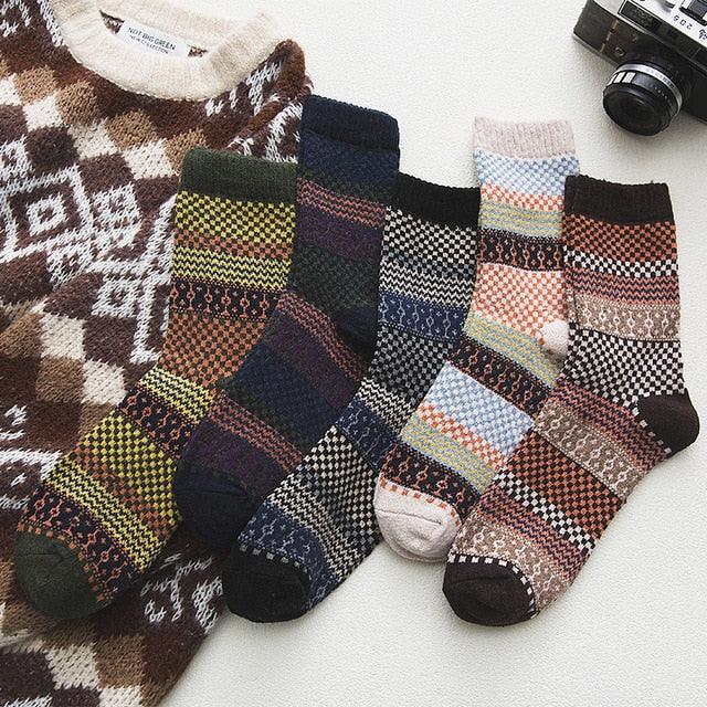 Scandinavische Wintersokken met Wolmix – Warme Unisex Sokken in 6 Patronen