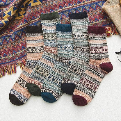 Scandinavische Wintersokken met Wolmix – Warme Unisex Sokken in 6 Patronen