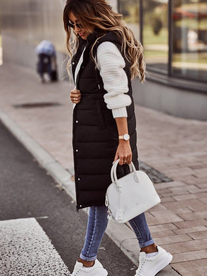 Dames Bodywarmer Lange Gewatteerde Warme Jas