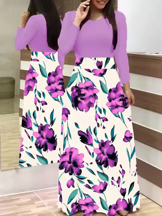 Retro Bloemenjurk Lange Mouwen voor Dames
