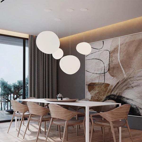 Hanglamp Handgeblazen Glas Minimalistisch Melkwit Woonkamer Eetkamer E27 Warm Wit