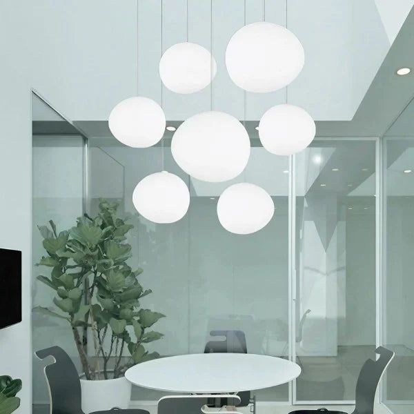 Hanglamp Handgeblazen Glas Minimalistisch Melkwit Woonkamer Eetkamer E27 Warm Wit