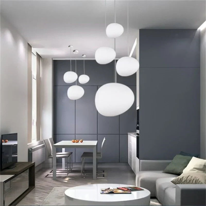 Hanglamp Handgeblazen Glas Minimalistisch Melkwit Woonkamer Eetkamer E27 Warm Wit