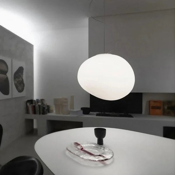 Hanglamp Handgeblazen Glas Minimalistisch Melkwit Woonkamer Eetkamer E27 Warm Wit