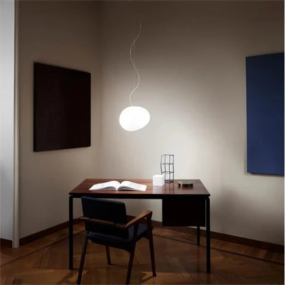 Hanglamp Handgeblazen Glas Minimalistisch Melkwit Woonkamer Eetkamer E27 Warm Wit