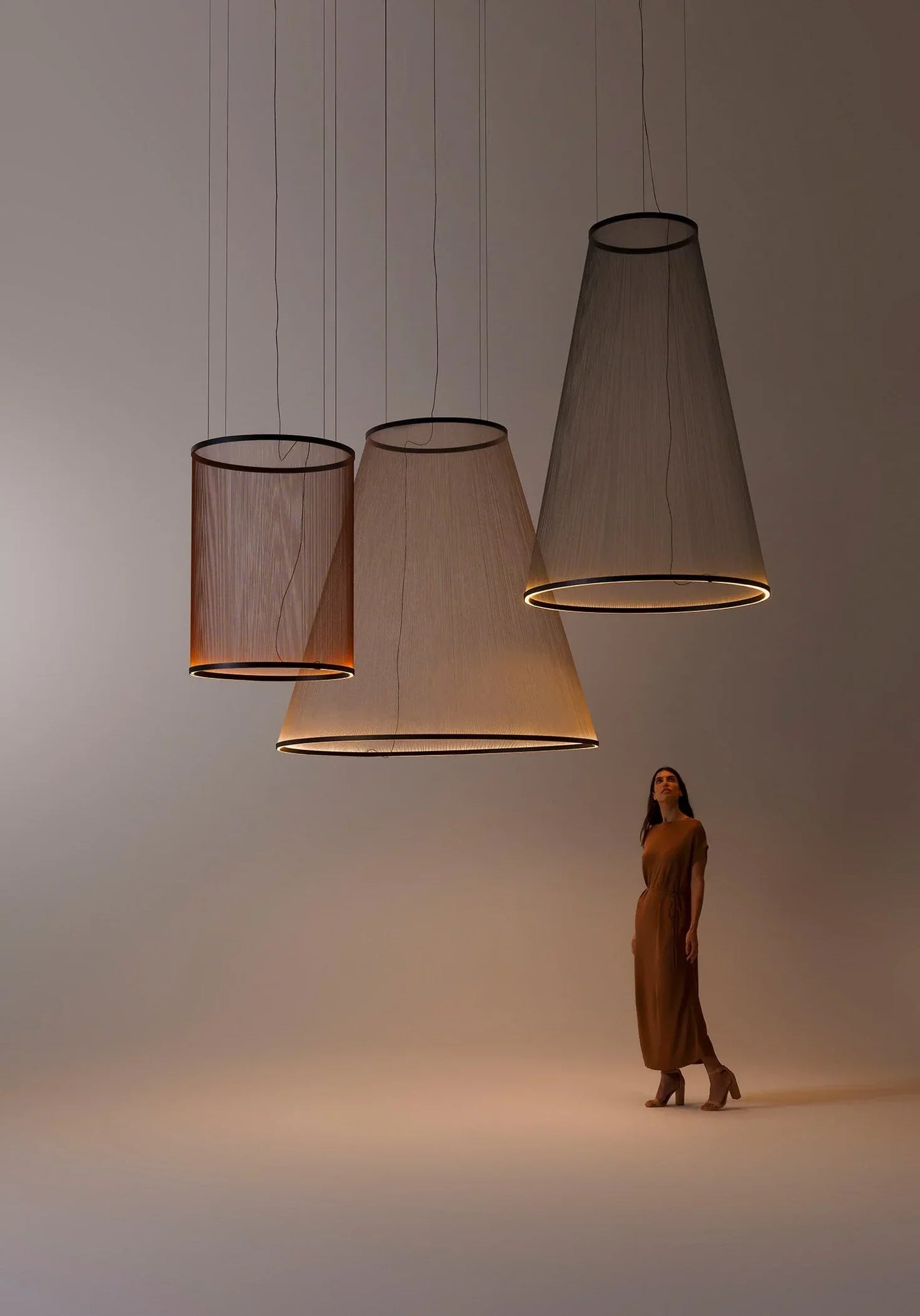 Hanglamp Cluster Staal Aluminium Rood Groen Crème Woonkamer Eetkamer Hal Getrapt Multi-Pendant Messing