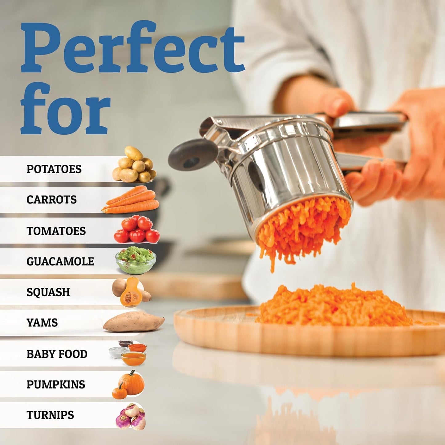 Robuuste RVS Puree Stamper voor Romige Aardappelpuree – Zwaar Professioneel Keukengerei