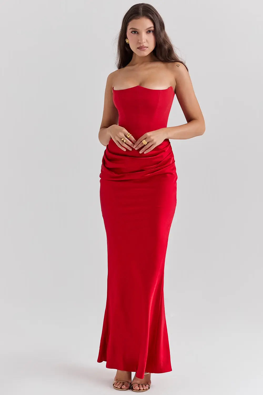 Vrouwelijke Maxidress Comfortabel Elegante Jurk Lange Mouw