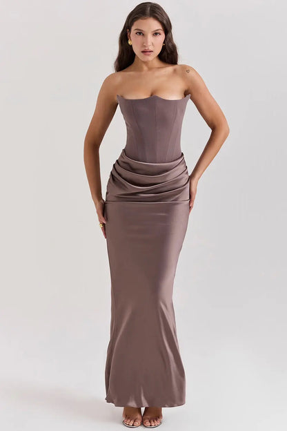 Vrouwelijke Maxidress Comfortabel Elegante Jurk Lange Mouw - StudioMarella