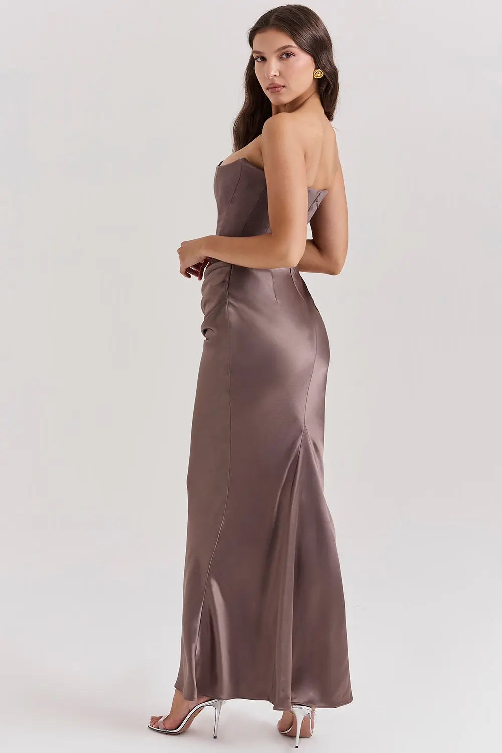 Vrouwelijke Maxidress Comfortabel Elegante Jurk Lange Mouw