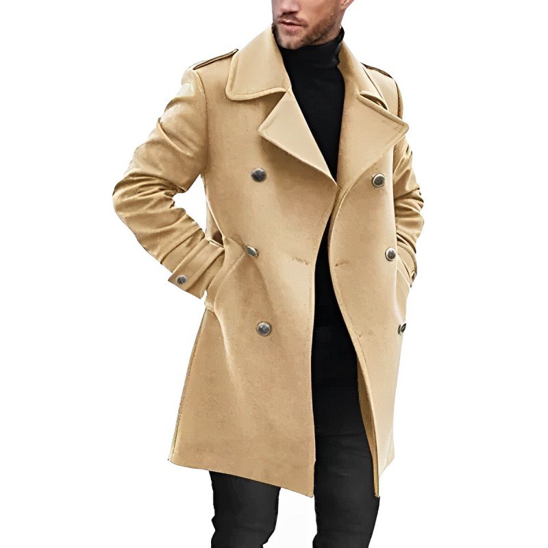 Heren Peacoat Dubbelrijig - Warme Wolmix Winterjas