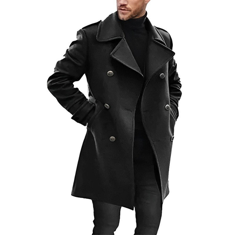 Heren Peacoat Dubbelrijig - Warme Wolmix Winterjas