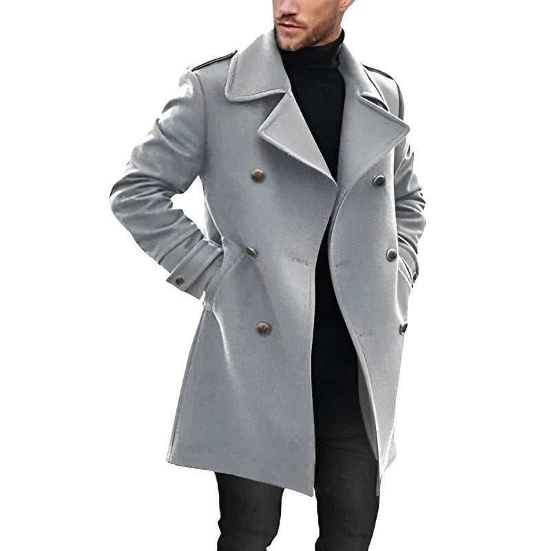 Heren Peacoat Dubbelrijig - Warme Wolmix Winterjas