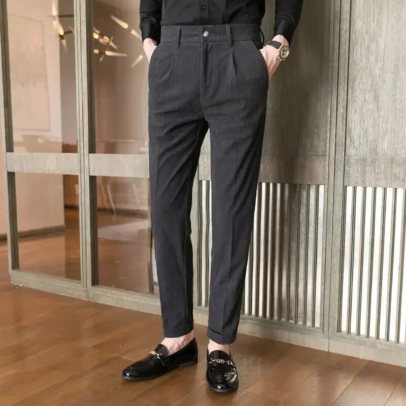 Herenslanke Corduroy Broek Comfortabele Fit - StudioMarella