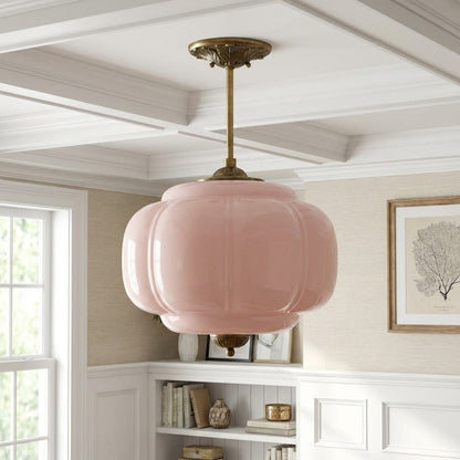 Vintage Melkglas Plafondlamp Geschulpt Rand Wit Roze Groen Blauw Helder Mat Glas Semi-Flush Hanglamp Messing Zwart Finish