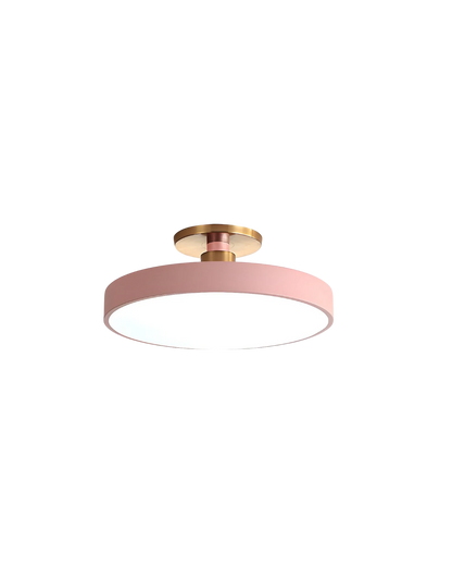 Moderne ronde plafondlamp met goud detail en acryl diffuser – minimalistische semi flush design verlichting voor woonkamer en slaapkamer