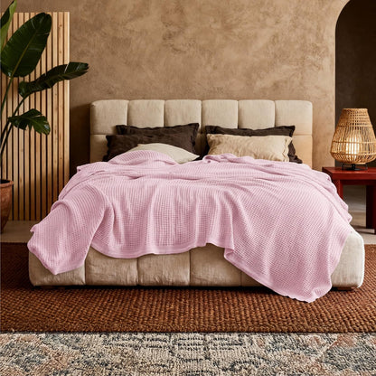 Lichtgewicht Katoenen Wafelplaid Tweepersoonsbed Zacht Ademend Deken Scandinavisch Design 90x90 cm Woonkamer