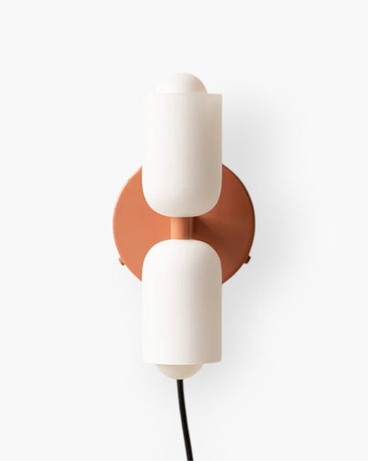Sansoti | Wandlamp met Dubbele Glazen Kappen voor Slaapkamer en Woonkamer – E27 Wandverlichting