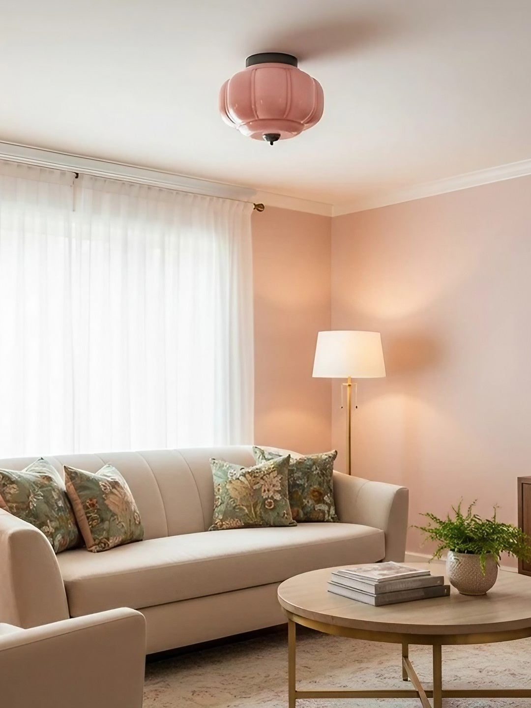 Retro Plafondlamp met Melkglazen Kap – Verfijnde Semi-Flush Mount Verlichting voor Moderne Interieurs