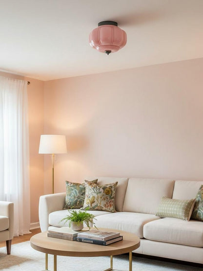Retro Plafondlamp met Melkglazen Kap – Verfijnde Semi-Flush Mount Verlichting voor Moderne Interieurs
