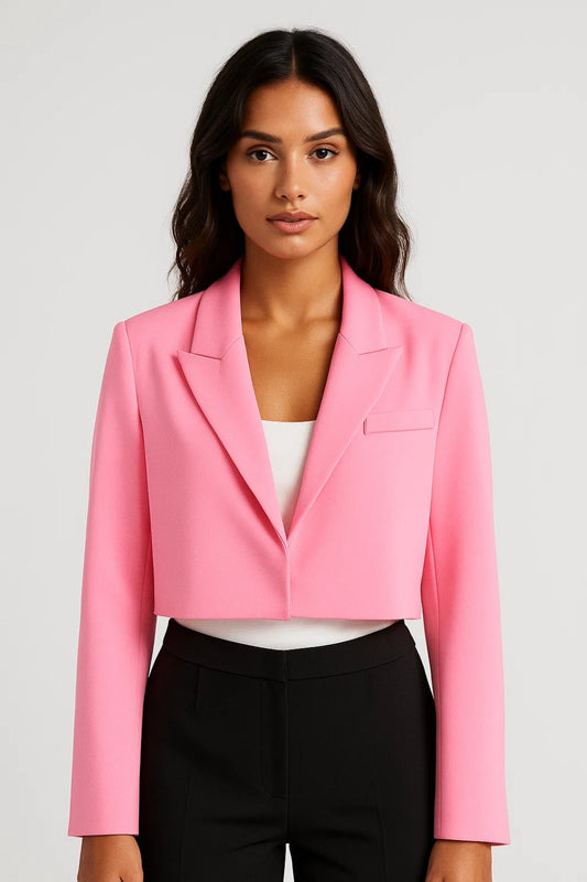 Dames Blazer Kort Model Revers Kraag Klassieke Stijl - StudioMarella